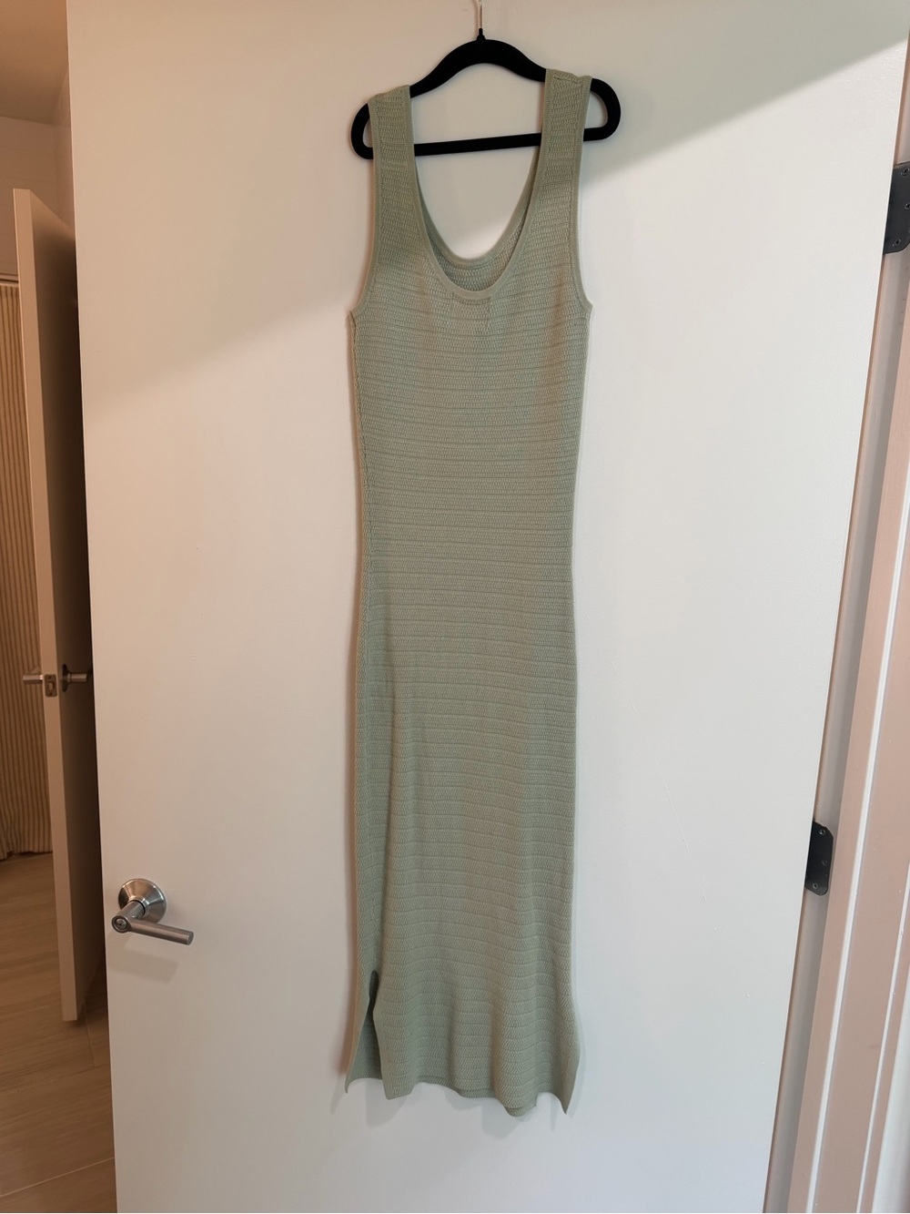 Pink Rose Sleeveless Ribbed Maxi Dress in Sage